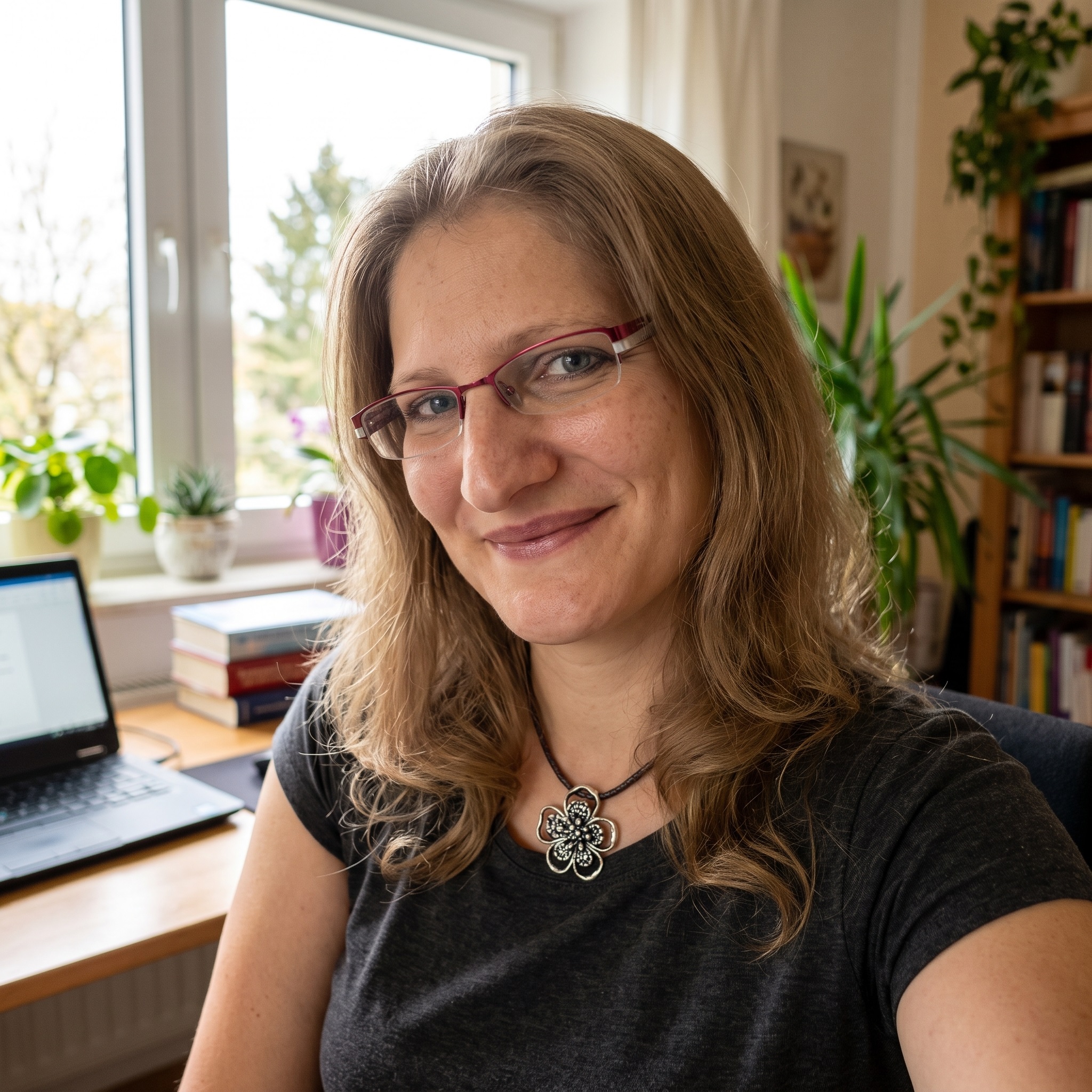 Anita Genova working at home